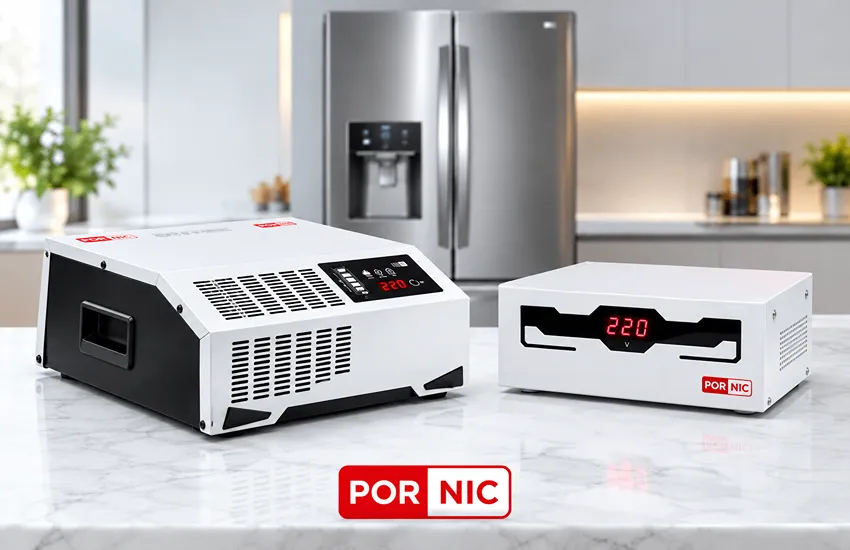دو مدل استابلایزر پرنیک روی کابینت آشپزخانه کنار یخچال ساید بای ساید